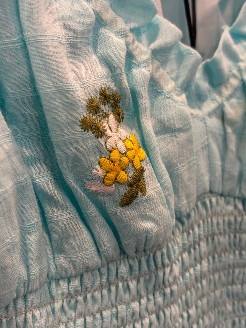 Betsey Johnson Aqua Maxi Dress with Yellow Floral Embroidery - Picture 4 of 6